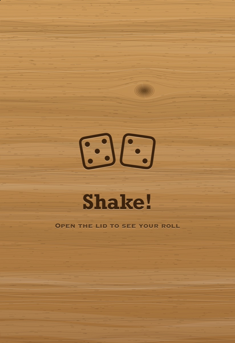 The lid of the box on the iPhone Duo's cover display, with the word Shake burned into the wood.